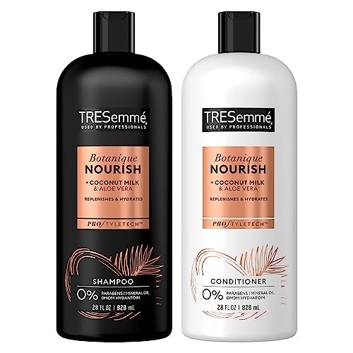 TRESemmé Shampoo and Conditioner Set, Botanique Nourish – Anti-Frizz Hair Products with Coconut Milk & Aloe Vera, 28 Oz Ea