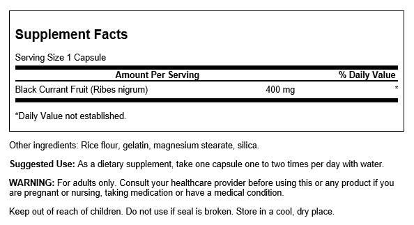 Swanson Full Spectrum Black Currant 400 Milligrams 60 Capsules