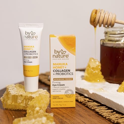 By Nature Eye Cream - Manuka Honey, Collagen, and Probiotics - Hydrating Under Eye Cream for Dark Circles - Skincare from New Zealand - .5oz