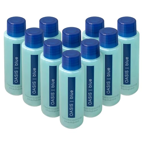 High-End Mini Hotel 2-in-1 Shampoo & Conditioner 10 Pack. Leak-Free, Travel-Size Value Set. Light & Compact for Extended Traveling, Hiking, Camping & Backpacking. Thin, Water-Tight Bottles.