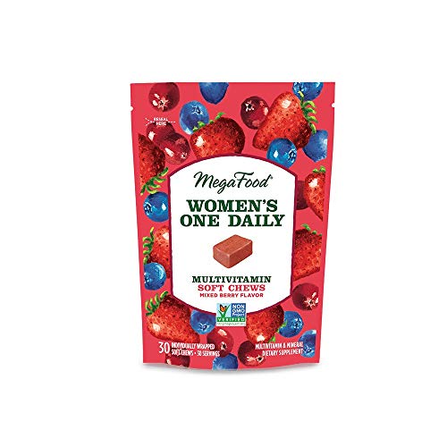 MegaFood Women's One Daily Multivitamin Soft Chews - Multivitamin for Women with Folate, Vitamin B6, Vitamin B12, Biotin, Vitamin D - Delicious Mixed Berry Flavor - Vegetarian, Non-GMO - 30 Chews