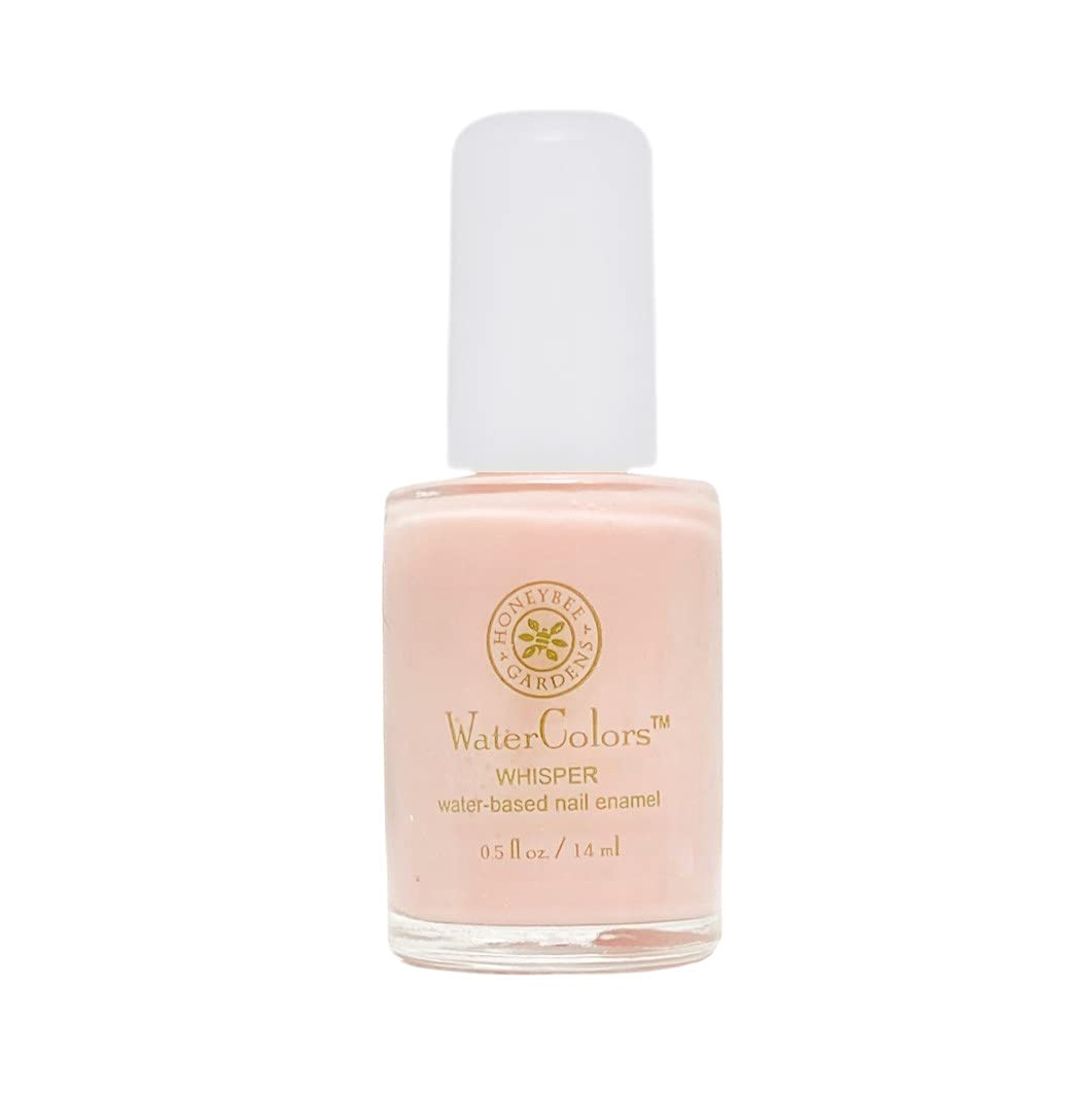 Honeybee Gardens Water-Based Nail Enamel, Whisper, Very Sheer Translucent Pink, Eco-Friendly, Odorless & Vibrant Polish, 0.5 fl oz