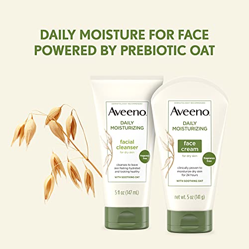 Aveeno Daily Moisturizing Fragrance-Free Face & Neck Cream, Oat Facial Moisturizer for Dry Skin, 5 oz, & Aveeno Daily Moisturizing Body Lotion with Soothing Oat, 2.5 oz (2 Item, Product Bundle)