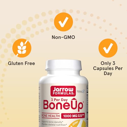 Jarrow Formulas BoneUp Three Per Day for Bone Density and Skeletal Nutrition, Includes Vitamin D3, K2 (as MK-7) and Calcium, 90 Capsules, 30 Day Supply