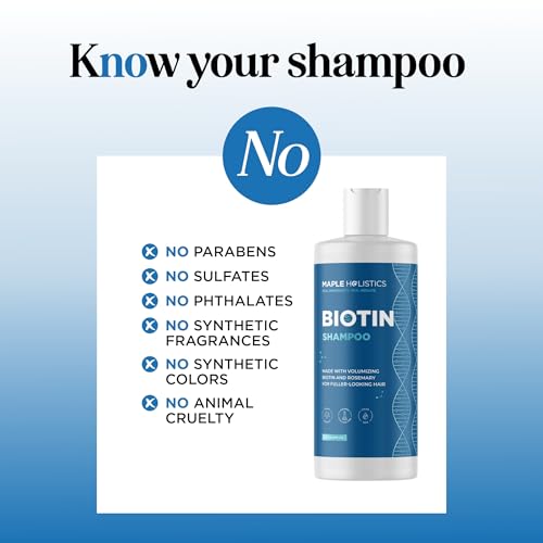 Rosemary and Biotin Shampoo for Thinning Hair - Vegan Volumizing Shampoo for Fine Hair with Argan and Tea Tree Oil - Paraben Silicone and Sulfate Free Shampoo for Dry Damaged Weak and Thin Hair Care