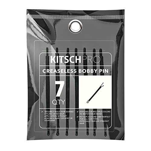 Kitsch Creaseless Bobby Pins - Salon Quality Hair Accessories - Holiday Gift Pack of 7 Non-Slip Silicone Wrapped Pins for Styling Holds Hair in Place Ideal for Updos Buns and More