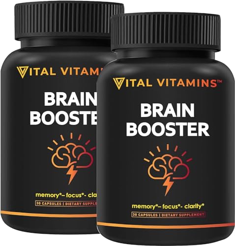 Vital Vitamins Nootropic Brain Supplement (2-Pack) - for Memory, Focus, Clarity, & Energy - with Ginkgo Biloba, Rhodiola Extract - 60 Capsules