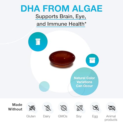 XYMOGEN DHA from Algae - DHA Omega-3 Supplement - Supports Brain, Eye, Heart + Immune Health (60 Softgels)