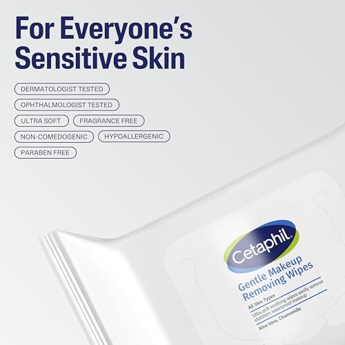 Cetaphil Gentle Makeup Removing Face Wipes, Daily Cleansing Facial Towelettes Gently Remove Makeup, Fragrance and Alcohol Free, 25 Count