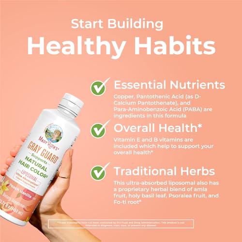 MaryRuth Organics Gray Guard Liposomal, Supports Natural Hair Color, with Copper & Pantothenic Acid, Holy Basil & Traditional Herbs, Vitamin E & Vitamin B for Overall Health, Ages 18+, 15.22 Fl oz