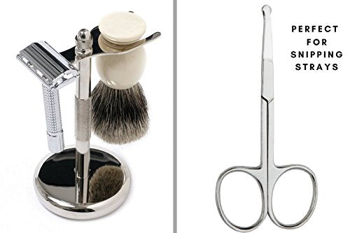 BeeSpring Rounded Nose Hair Scissors. Round Tip Scissor for Ear, Eyebrow, Beard and Mustache Trimming - 3.5 Blunt Nosed Tipped Grooming Trimmer