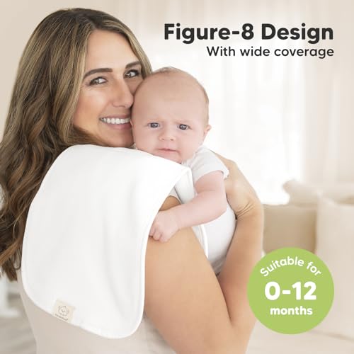 Organic Burp Cloths Baby Boy & Girl - 5-Pack Super Absorbent Cotton Burping Cloths for Babies, Soft & Plush Newborn Spit Up Rags, Infant Towels for Milk Spit Up, Unisex, Large 21 x 10 (Soft White)