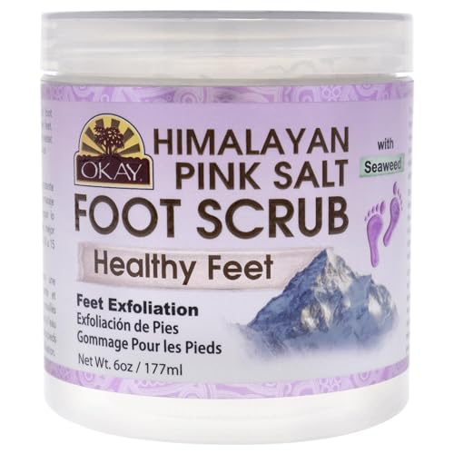 OKAY Himalayan Pink Salt with Seaweed Foot Scrub, 6 Ounce