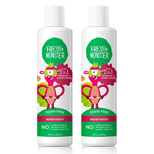 Fresh Monster Toxin-free Hypoallergenic 2-in-1 Kids Shampoo & Conditioner, Watermelon, 2 Count