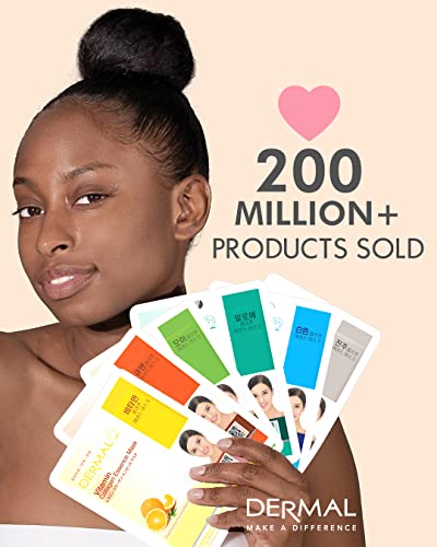 DERMAL 16 Combo Pack A Collagen Essence Korean Face Mask - Hydrating & Soothing Facial Mask with Panthenol - Hypoallergenic Self Care Sheet Mask for All Skin Types - Natural Home Spa Treatment Masks