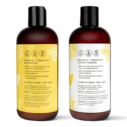 cibu Repair + Protect Shampoo and Conditioner Bundle 90002 Restores Damaged Hair - Protects From Breakage - Safe for Color-Treated Hair 11.83oz 2 Pack