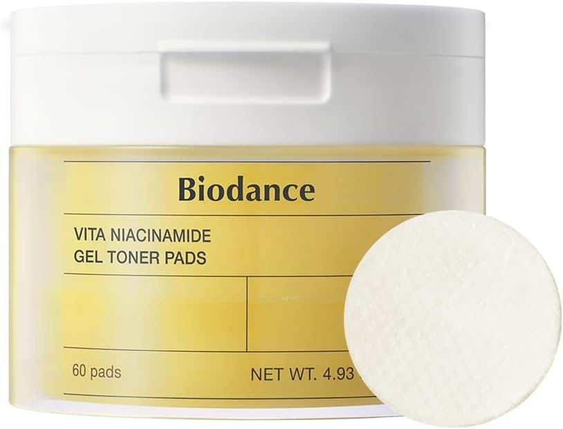 Biodance Vita Niacinamide Gel Toner Pads, Dark Spot Corrector, Evening Skin Tone, Hydrating for Sensitive Skin, Gentle Exfoliating Toner Pads with Vitamin C, Korean Skincare4.93 fl.oz.(140g)*60Pads