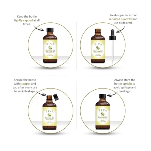 SIVA Moringa Carrier Oil 4oz (118 ml) Premium Carrier Oil With Dropper For Skin Care, Hair Care, Scalp Massage & Body Massage