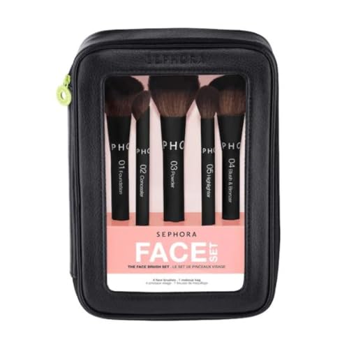 Sephora Favorites Face Set The Face Brush Set - 5 Makeup Brushes and 1 Makeup Bag