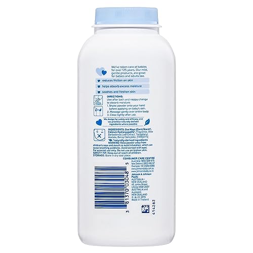 Johnson's Baby Powder with Naturally Derived Cornstarch Aloe & Vitamin E, Hypoallergenic, 9 oz