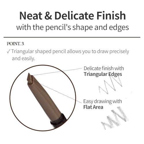 ETUDE Drawing Eye Brow, Eyebrow Pencil, Microblading, Long Lasting, Soft Textured Natural Daily Look, Korean Makeup, Beauty, Gray Brown (0.008 Ounce)