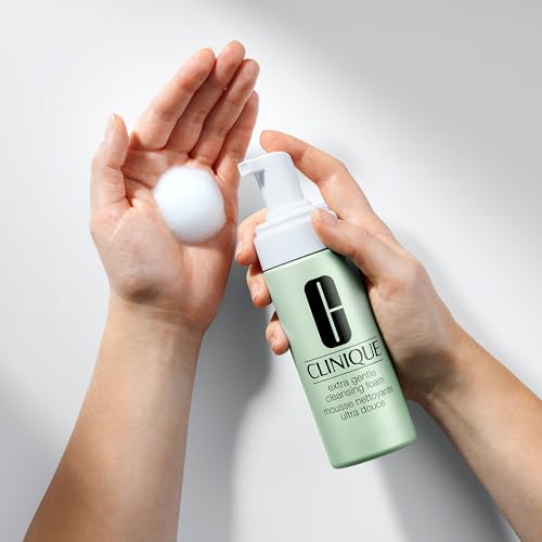 Clinique 3-Step Extra Gentle Mild Cleansing Foam Face Cleanser | For Dry + Sensitive Skin | Non-Irritating, Cleansing + Comforting, 4.2 Fl Oz