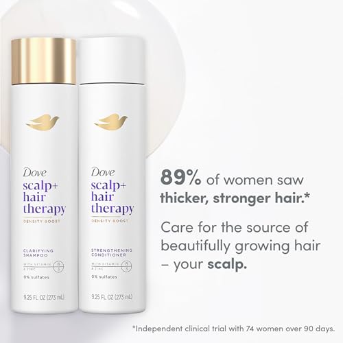 Dove Scalp + Hair Therapy Set – Density Boost Clarifying Shampoo and Strengthening Conditioner with Vitamins B3 & E, Zinc & Peptides, 9.25 Oz Ea (2 Piece Set)
