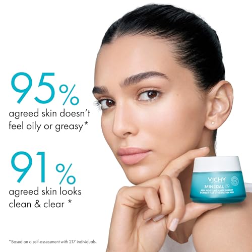 VICHY Minéral 89 Matte Sorbet Face Moisturizer For Oily Skin, Mattifying Moisturizer, Hyaluronic Acid + Niacinamide + Salicylic Acid, Shine Control, Non-Greasy Refreshing Gel Moisturizer