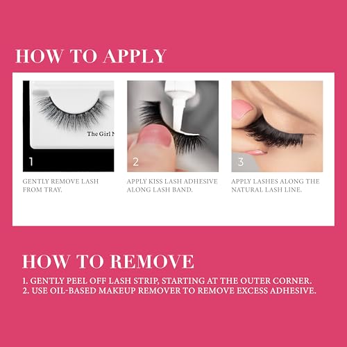 KISS Lash Couture LuXtensions Collection False Eyelashes, Flat Lash Technology, Super Slim Lash Band, Real Lash Extension Fibers, Reusable, Contact Lens Friendly Strip Lashes, Style Classic, 1 Pair