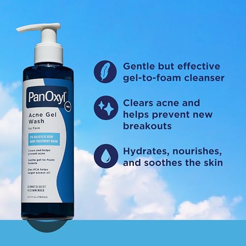 PanOxyl Acne Gel Wash, 2% Salicylic Acid, Moisturizes with Blue Algae and Aloe Vera, Mattifies with Zinc PCA, Nourishes Skin with Green Tea Extract and Betaine, with Allantoin, 6.5oz