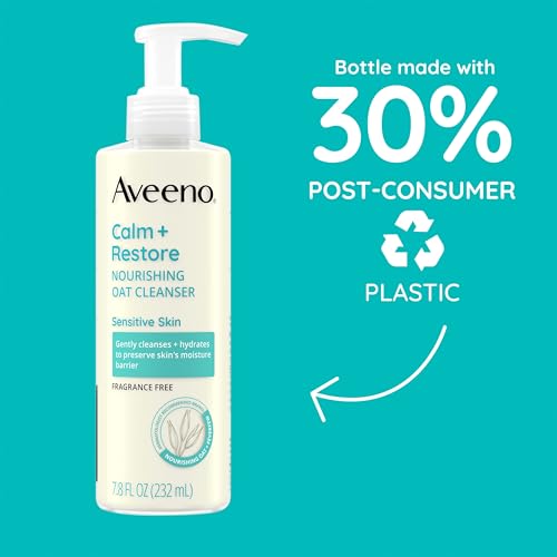 Aveeno Calm + Restore Triple Oat Hydrating Face Serum for Sensitive Skin, Gentle and Lightweight Facial Serum to Smooth and Fortify Skin, Hypoallergenic, Fragrance- and Paraben-Free, 1 fl. Oz