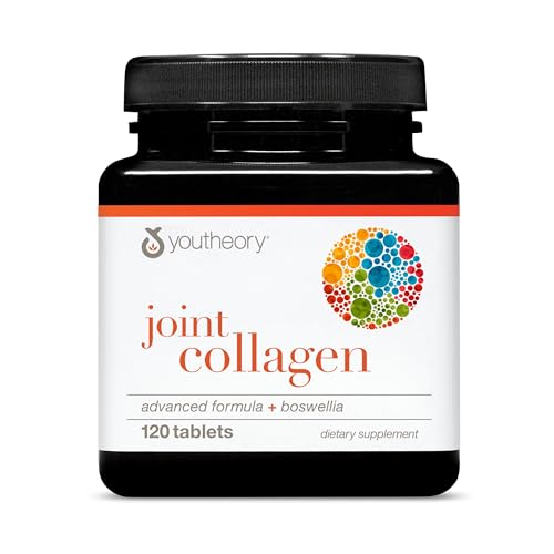 Youtheory Joint Collagen Advanced - Supplement for Bone & Joint Health - Vitamins for Women & Men - with Boswellia Extract, Turmeric & Quercetin - 120 Tablets
