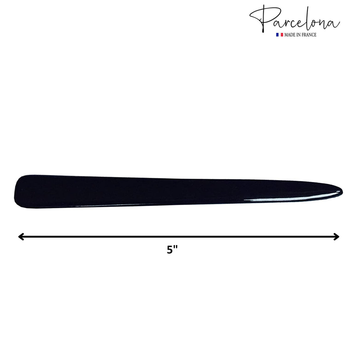Parcelona French Infinity Glossy Black Celluloid Acetate Bun Cover Hair Slider Pin Thru Barrette Clip with Stick