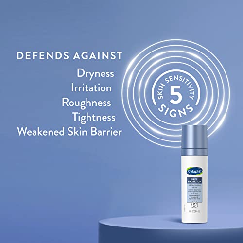 Cetaphil Deep Hydration Fragrance Free 48 Hour Activation Serum, 1 Fl oz, 48Hr Dry Skin Face Moisturizer for Sensitive Skin, With Hyaluronic Acid, Vitamin E & B5, Dermatologist Recommended