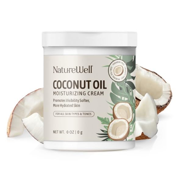 NATURE WELL Extra Virgin Coconut Oil Moisturizing Cream for Face, Body, & Hands, Anti Aging, Firming, Restores Skin's Moisture Barrier, Provides Intense Hydration For Dry & Dull Skin (16 Oz)