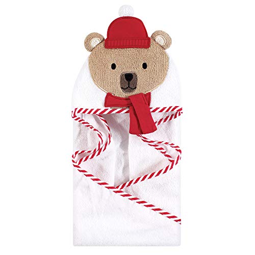 Hudson Baby Unisex Baby Cotton Animal Face Hooded Towel, Bear W Scarf, One Size