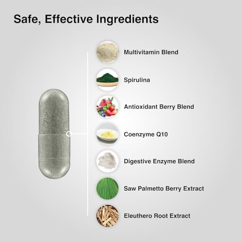 Mdrive Multivitamin for Men, Daily Multivitamin - Immune Health Support from Zinc, Selenium, Manganese & Vitamin D, Enzymes for Digestive Support, CoQ10 for Energy and Vitamin K2, 90 Capsules