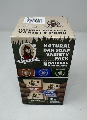 Dr. Squatch Natural Squawk Natural Bar Soap, Vareity Pack (6 count), Brown/blue/green