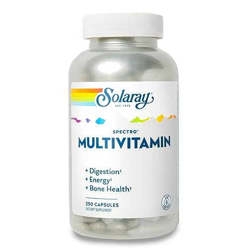 SOLARAY Spectro Multivitamin with Iron - Multi Vitamin with Calcium, Magnesium, Energizing Greens, Herbs & Digestive Enzymes - Digestion, Energy, and Bone Health Support (41 Serv, 250 CT)