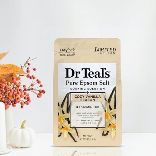 Dr Teal's Cozy Vanilla Season Comfort Pure Epsom Salt Soak and Cozy Vanilla Season Foaming Bath Duo Pack