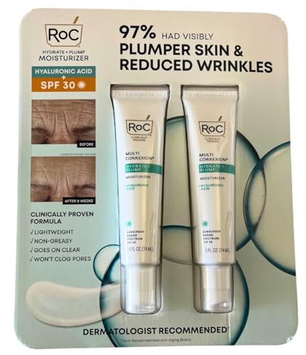 RoC Multi Correxion Hydrate & Plump Moisturizer Plus Hyaluronic Acid and SPF 30, 2.5 FL OZ, 2 Pack