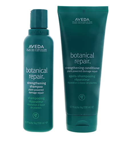 Aveda Botanical Repair Strengthening Shampoo & Conditioner Duo | Strengthens & Repairs Damaged Hair | Helps Prevent Breakage | Bond-Building | Silicone Free, 6.7 Fl Oz (Pack of 2)