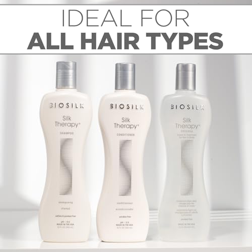 BioSilk 3-Piece Silk Therapy Shampoo, Conditioner & Serum Kit, Haircare For Incredible Shine, Sulfate, Paraben, & Cruelty-Free, 12 Oz (3 Products)