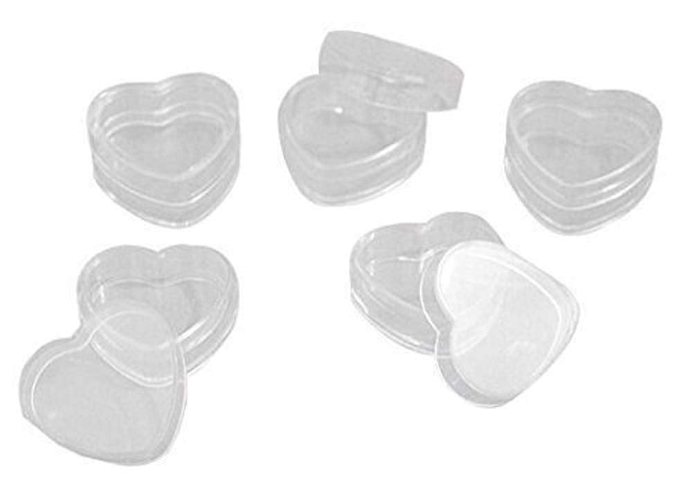 100 Pcs : Healthcom New Empty Clear 5 Gram Plastic Heart Shape Pot Jars Cosmetic Containers,Pack of 100