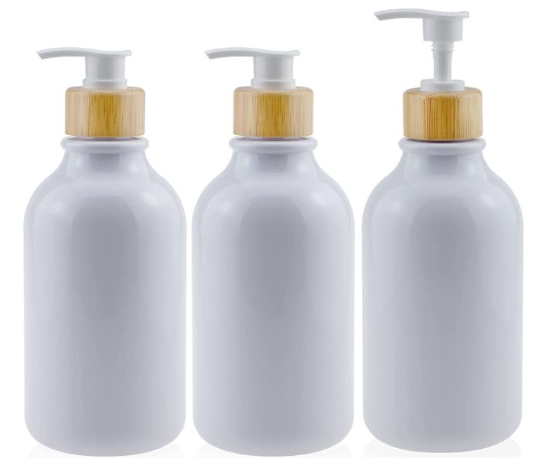 2A Refillable Shampoo and Conditioner Dispenser 10 Oz Bottles Pack of 3 (White)