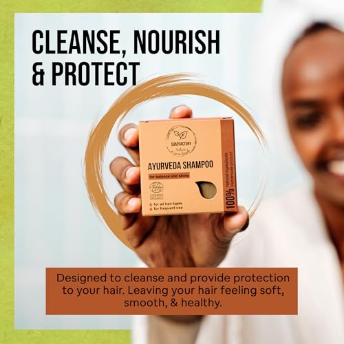 SoapFactory Ayurveda Solid Shampoo Bar with Castor Oil for Hair Growth, Ayurvedic Organic Hair Soap for Men and Women, 100% Natural, Vegan, 3 ounce
