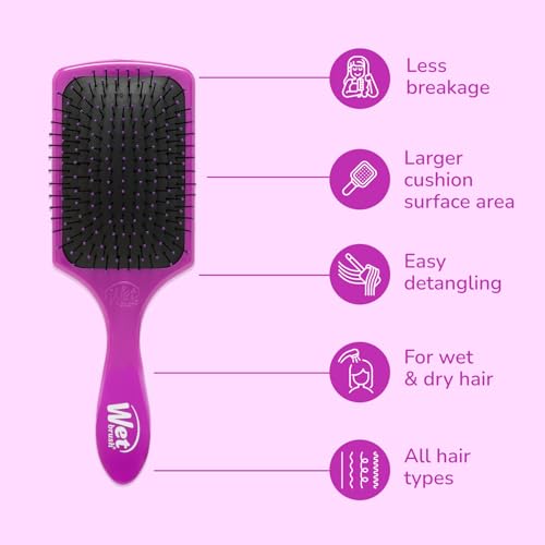 Wet Brush Paddle Detangler Hair Brush, Purple, Ultra-Soft IntelliFlex Bristles with AquaVent Design, Great For Treatment & Mask Application, Women, Men, Wet, Dry and Damaged Hair