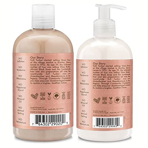 Shea Moisture Shampoo and Conditioner Set, Coconut & Hibiscus Curl & Shine, Curly Hair Products with Coconut Oil, Vitamin E & Neem Oil Provides Frizz Control, 13 Fl Oz Ea