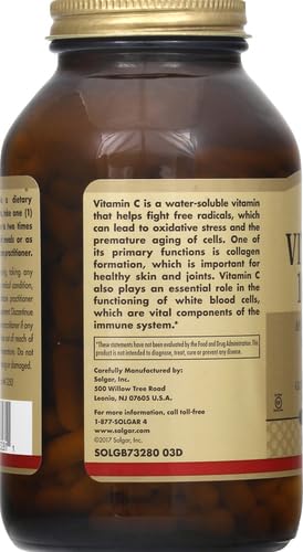 Solgar Vitamin C 1000 mg, 250 Vegetable Capsules - Antioxidant & Immune Support - Overall Health - Healthy Skin & Joints - Bioflavonoids Supplement - Non GMO, Vegan, Gluten No, Kosher - 250 Servings