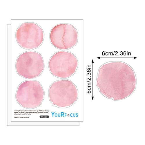 Pink Polka Dot Wall Decals 36pcs Watercolor Dots Wall Sticker for Kids, Baby Girls, Teens, and Nursery Room (6 Sheets) - Each Dot: 2.36 x 2.36 inch